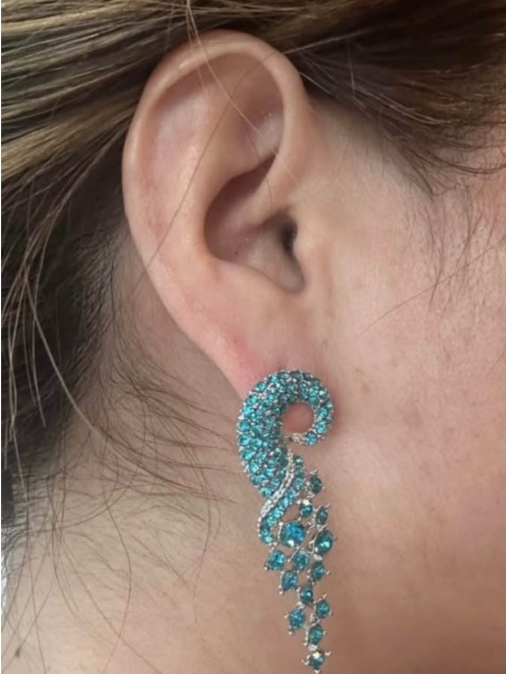 Blue Crystal Cascade Drop Earrings - Women Jewelry